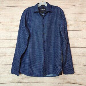 Silver Stone Button Shirt Men's Medium Blue Modern Fit Business Office Flip Cuff